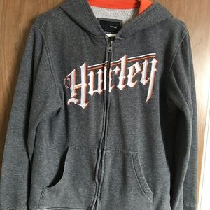 Grey and orange Hurley zip up hoodie